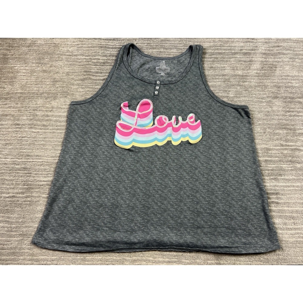 Secret Treasures Top Womens XL Gray Sleeveless Tank Love Polyester Blend